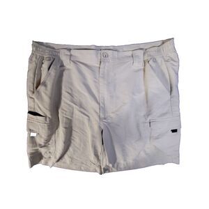 World Wide Sportsman 42‎ Khaki Brown Tan Nylon Flat Front Cargo Fishing 🎣Shorts